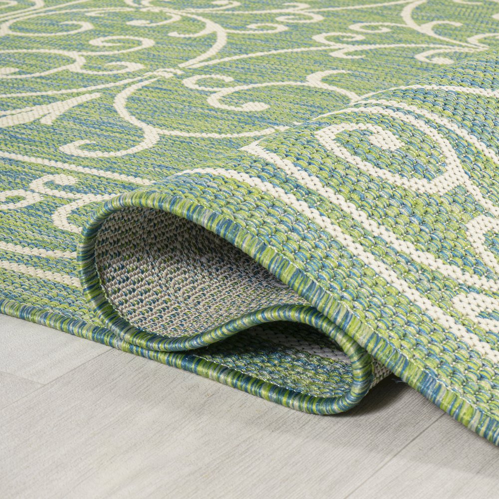 Charleston Vintage Filigree Textured Weave Indoor/Outdoor Round Rug. Picture 6
