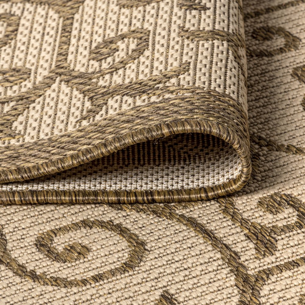 Madrid Vintage Filigree Textured Weave Indoor/Outdoor Round Rug. Picture 6