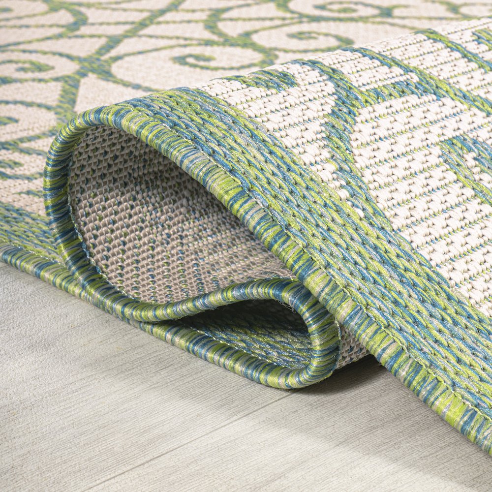 Madrid Vintage Filigree Textured Weave Indoor/Outdoor Round Rug. Picture 6