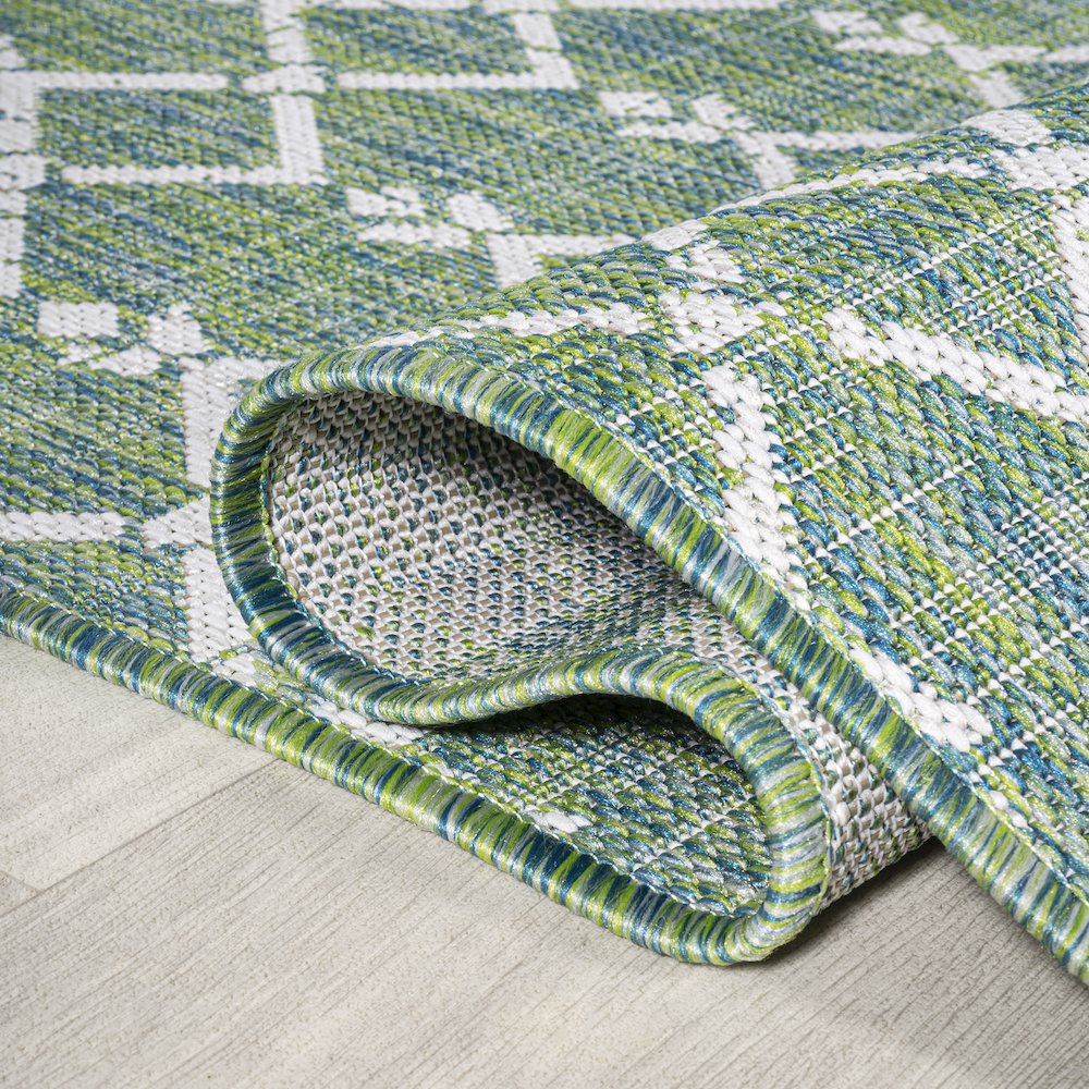 Ourika Moroccan Geometric Textured Weave Indoor/Outdoor Round Rug. Picture 6