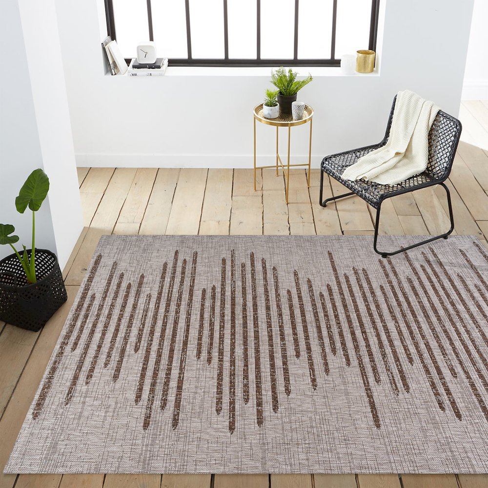 Zolak Berber Stripe Geometric Beige   Indoor/Outdoor  Rug. Picture 3