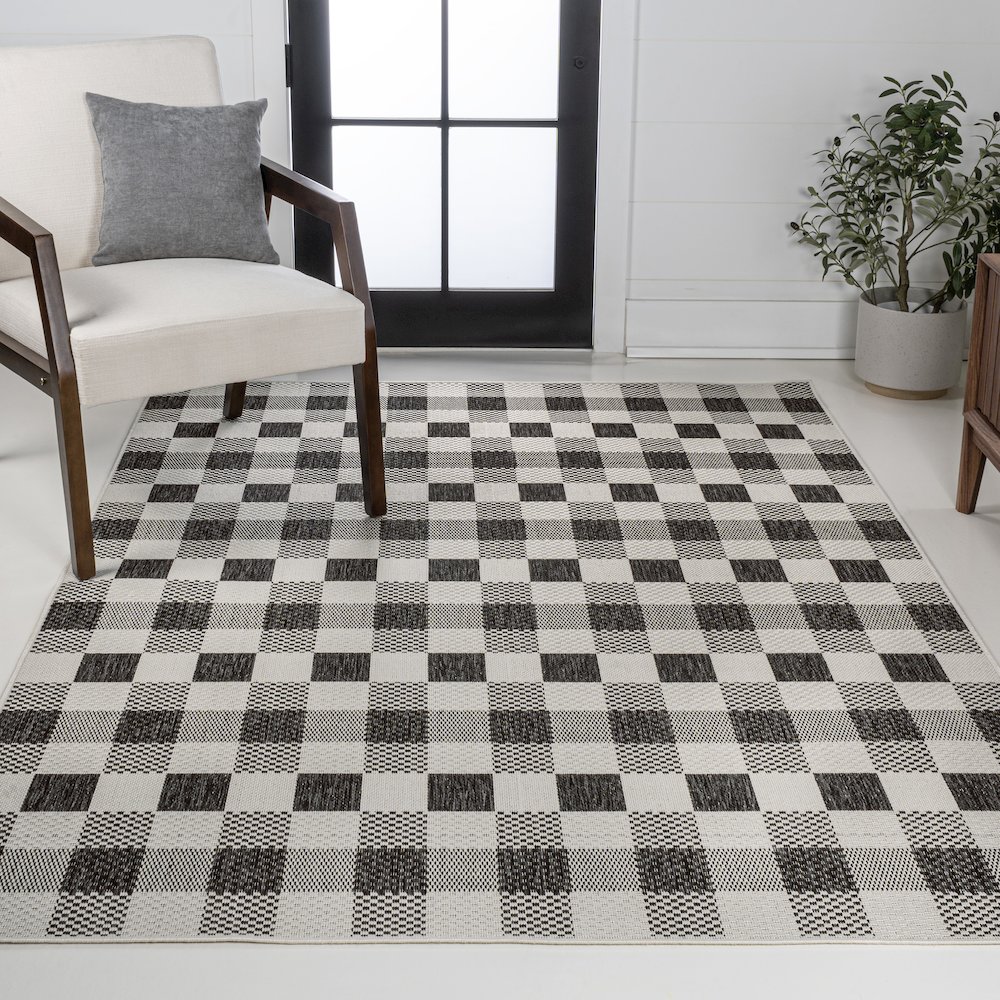 Darcy Traditional Geometric Bold Gingham Indoor/Outdoor Area Rug. Picture 2