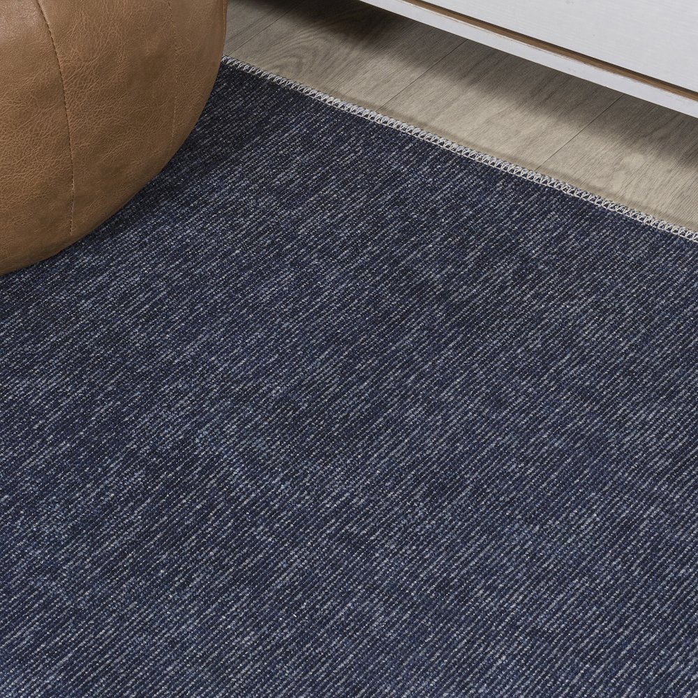 Linja Solid Centre Stripe Machine Washable Area Rug. Picture 7