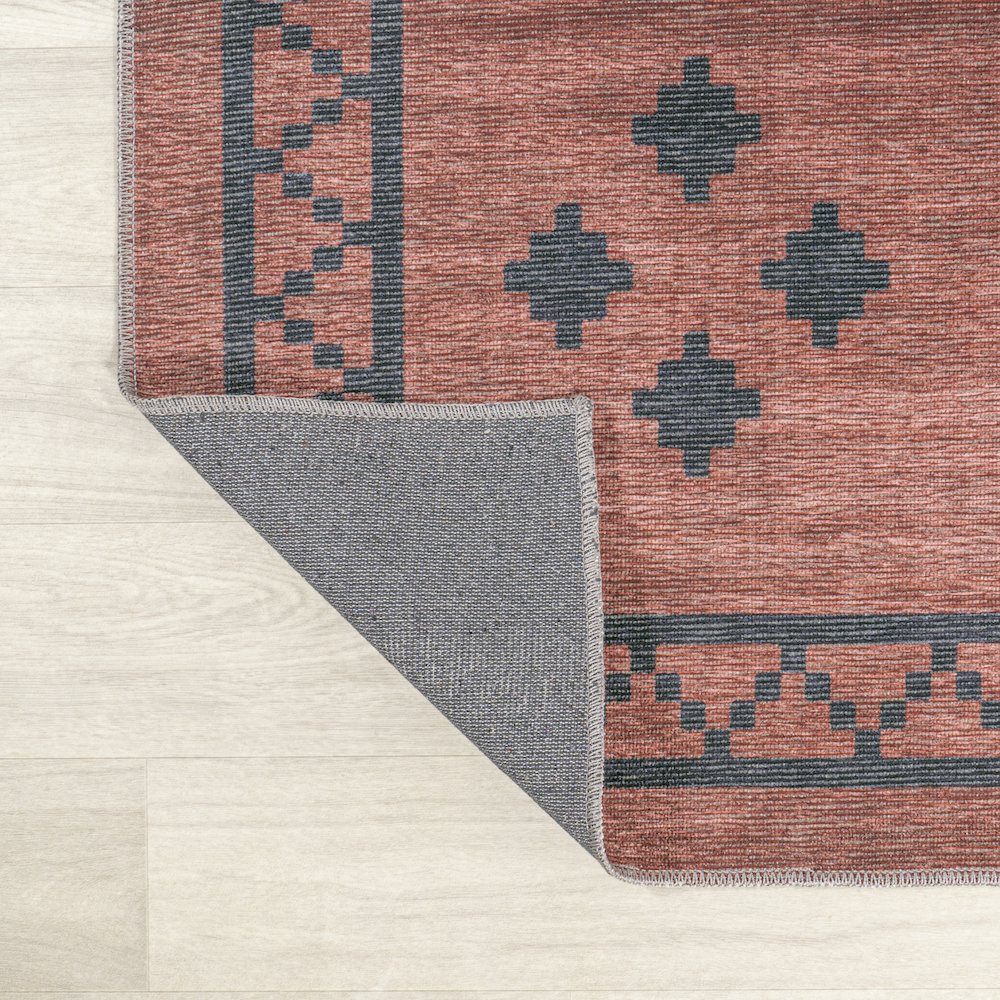 Korsa Geometric Medallion Machine Washable Area Rug. Picture 6