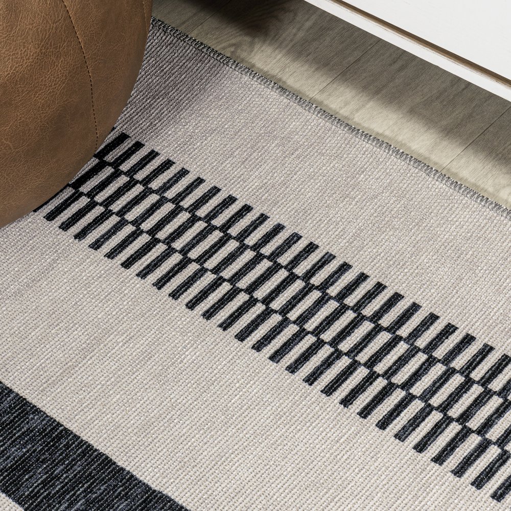 Vichy Geometric Striped Machine Washable Area Rug. Picture 7
