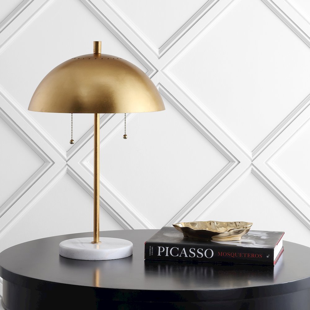 Ella Dome Metal With Marble Base Led Table Lamp. Picture 6