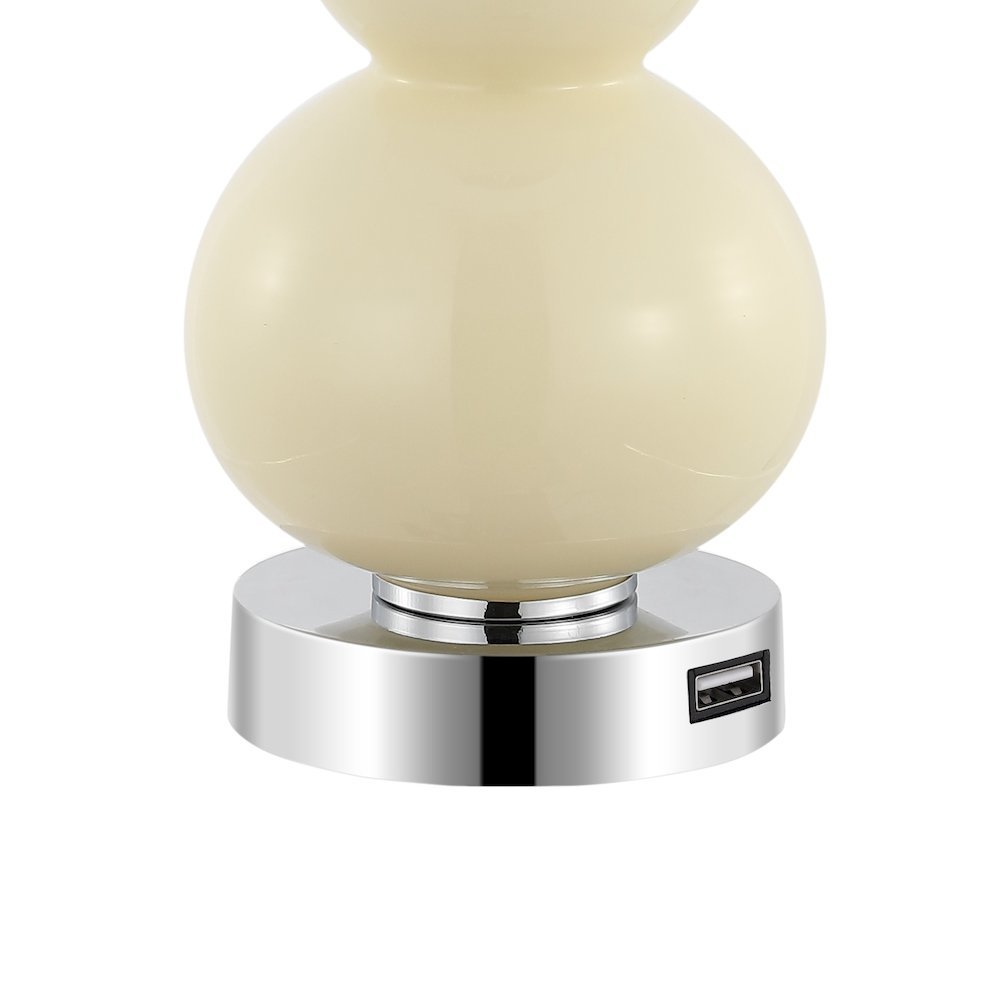 Cora Classic Vintage Glass Led Table Lamp With Usb Charging Port (Set Of 2). Picture 3
