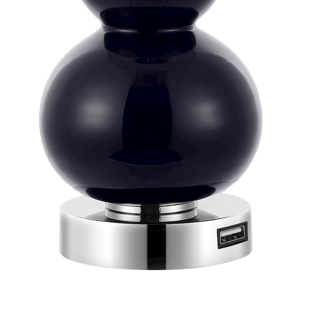 Cora Classic Vintage Glass Led Table Lamp With Usb Charging Port (Set Of 2). Picture 3