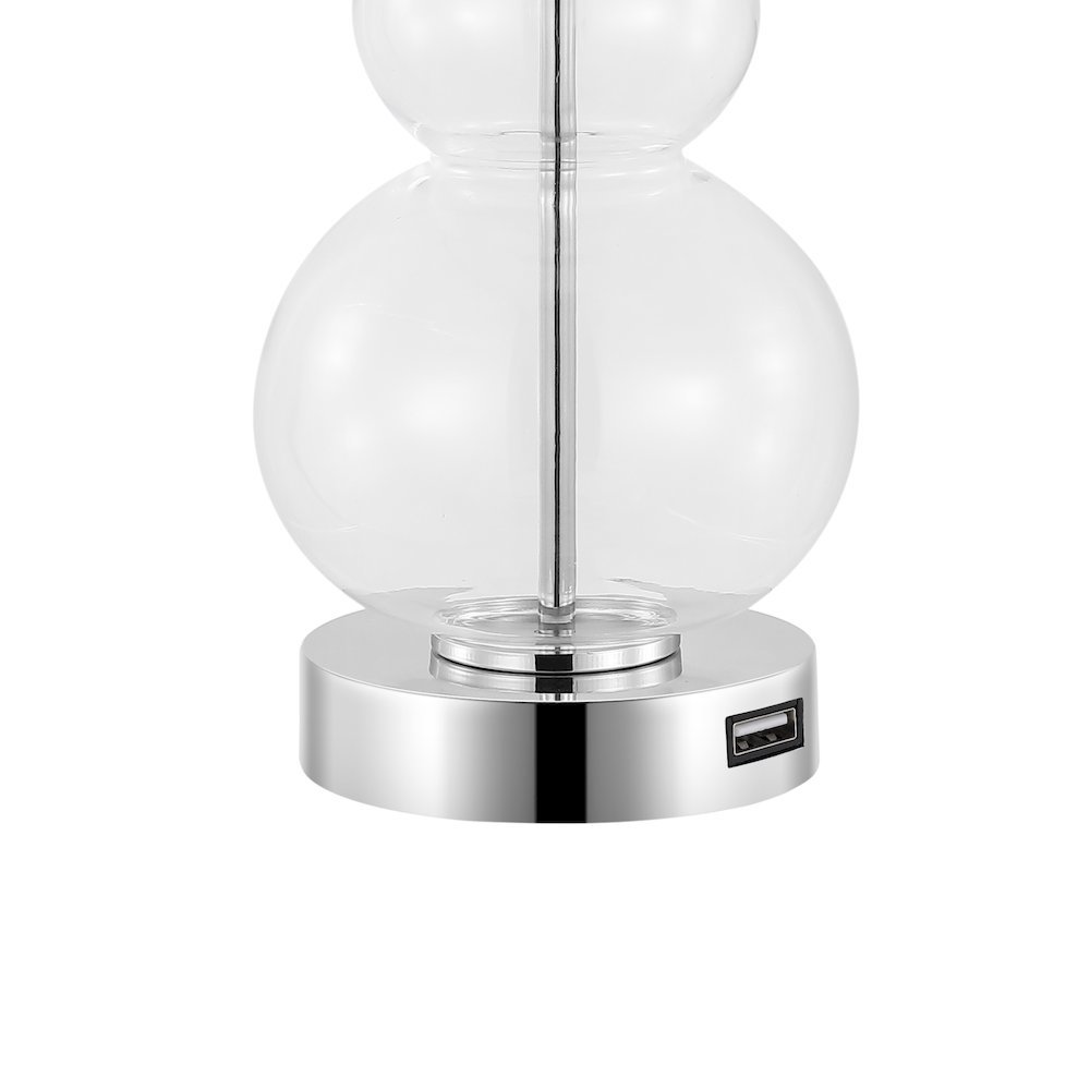 Cora Classic Vintage Glass Led Table Lamp With Usb Charging Port (Set Of 2). Picture 3