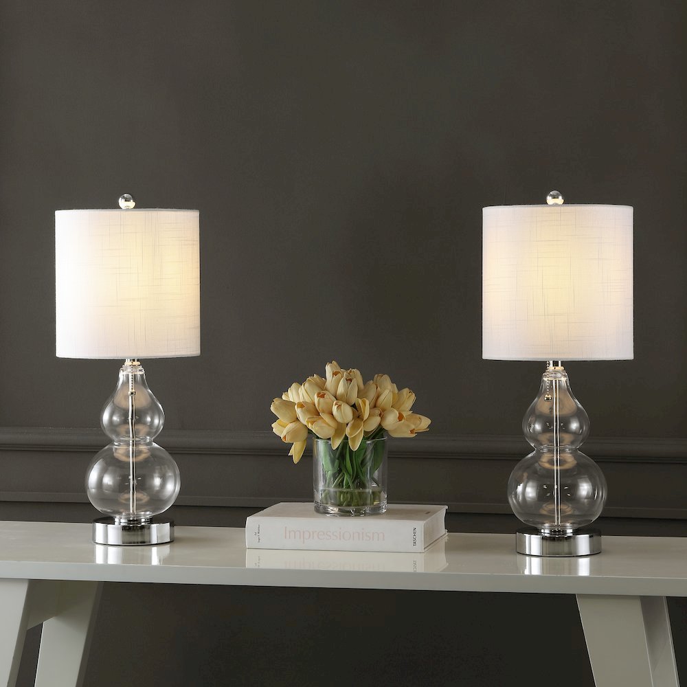 Cora Classic Vintage Glass Led Table Lamp With Usb Charging Port (Set Of 2). Picture 6