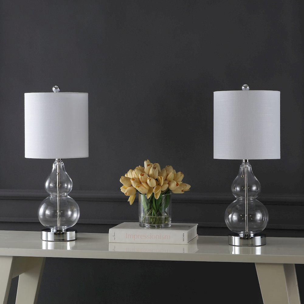Cora Classic Vintage Glass Led Table Lamp With Usb Charging Port (Set Of 2). Picture 4