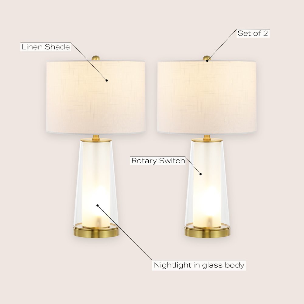 Tryon Modern Minimalist Glass/Iron Nightlight Led Table Lamp. Picture 5