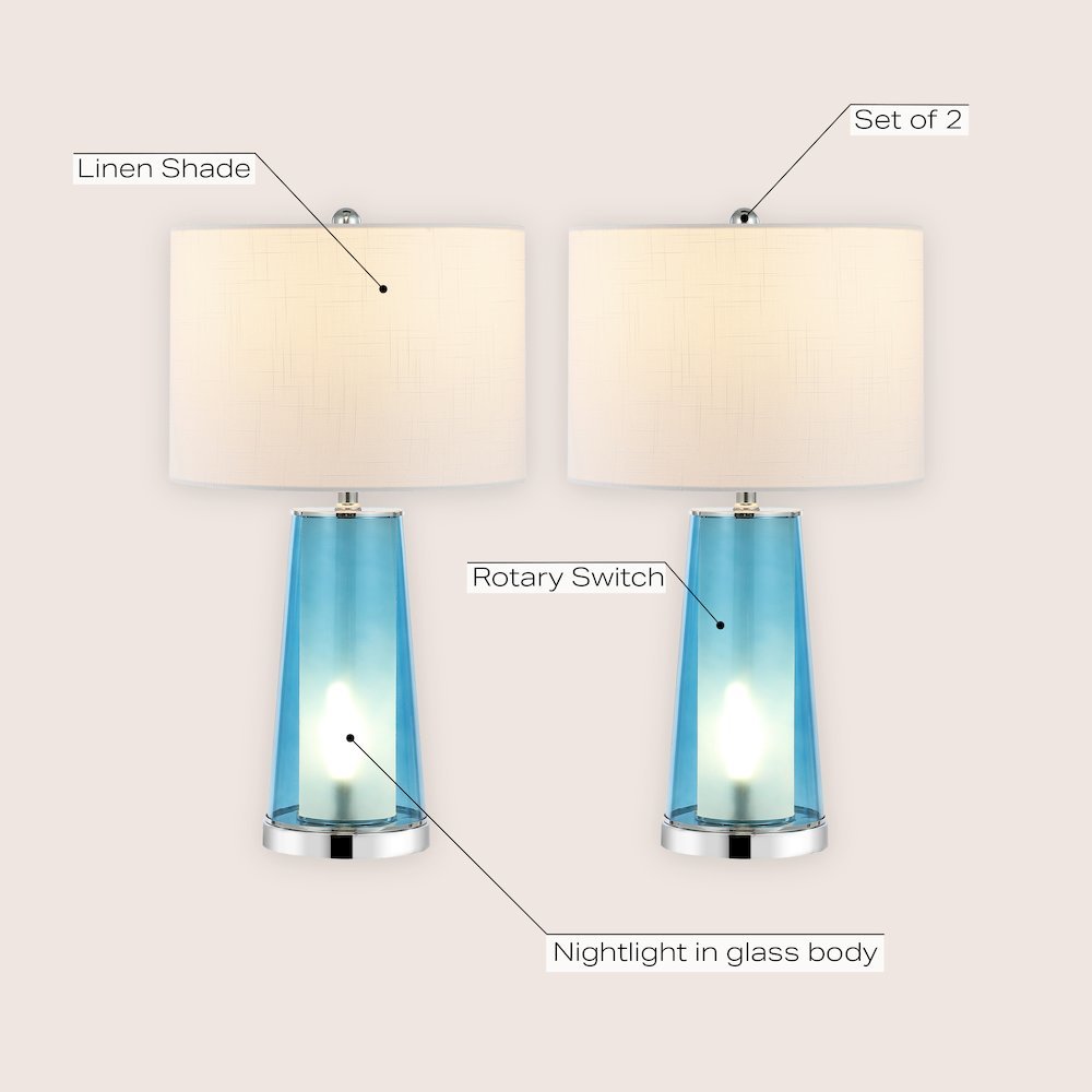 Tryon Modern Minimalist Glass/Iron Nightlight Led Table Lamp. Picture 5