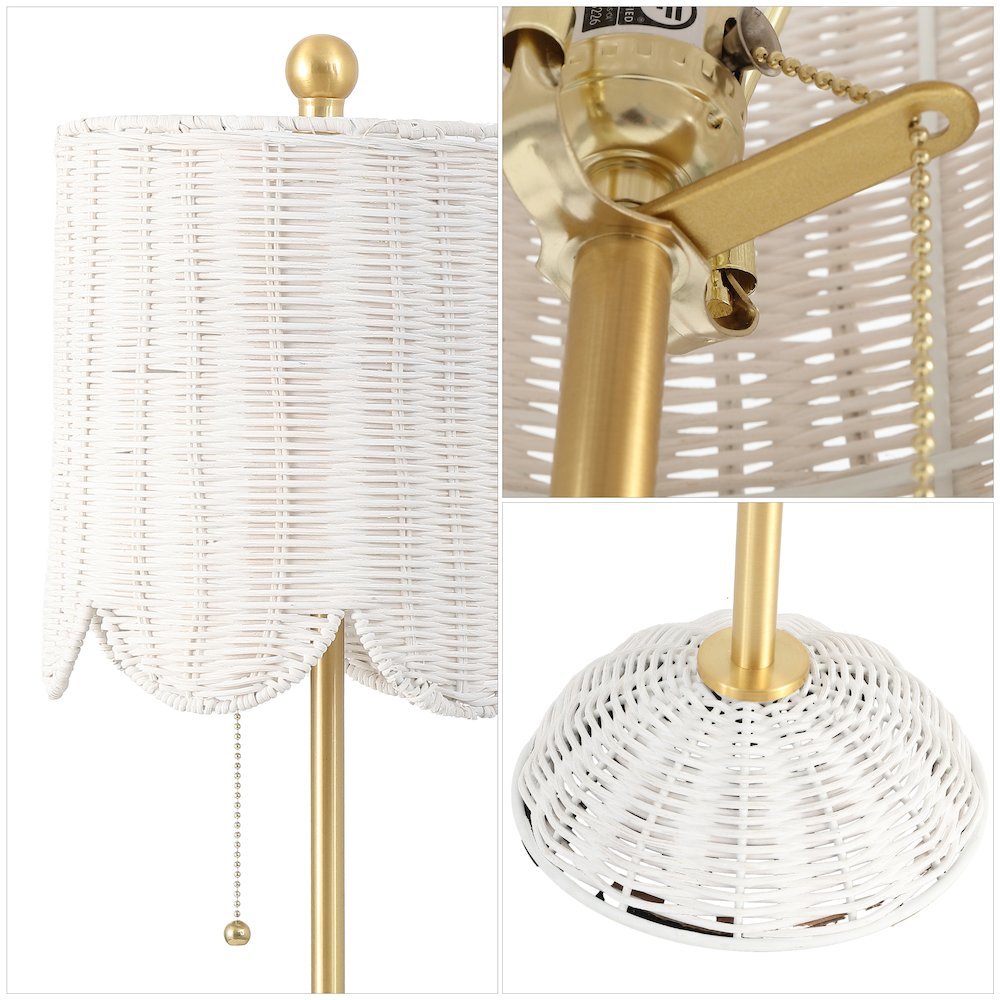 27.5" Coastal Bohemian Rattan/Iron Scalloped Buffet LED Table LampSet of 2). Picture 4