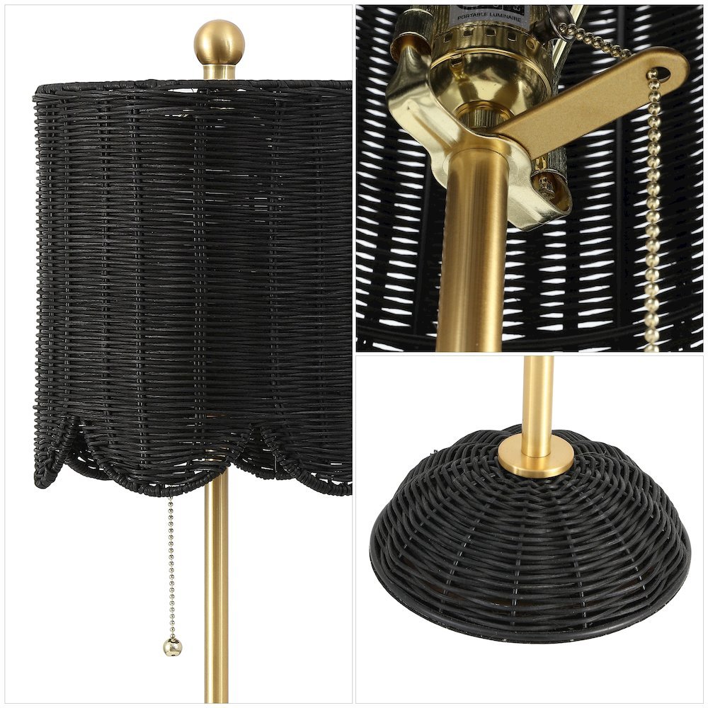 27.5" Coastal Bohemian Rattan/Iron Scalloped Buffet LED Table Lamp (Set of 2). Picture 4