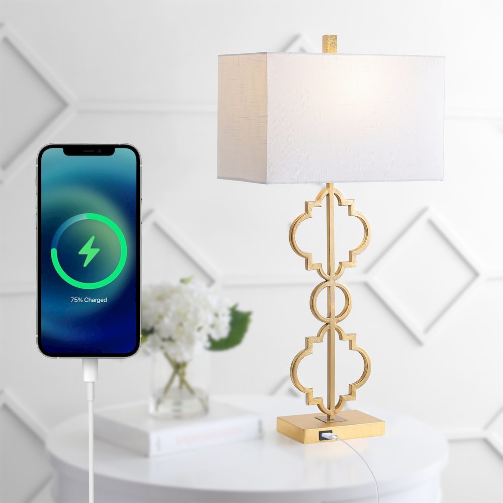 Selina Iron Ogee Trellis Modern Led Usb Table Lamp. Picture 12