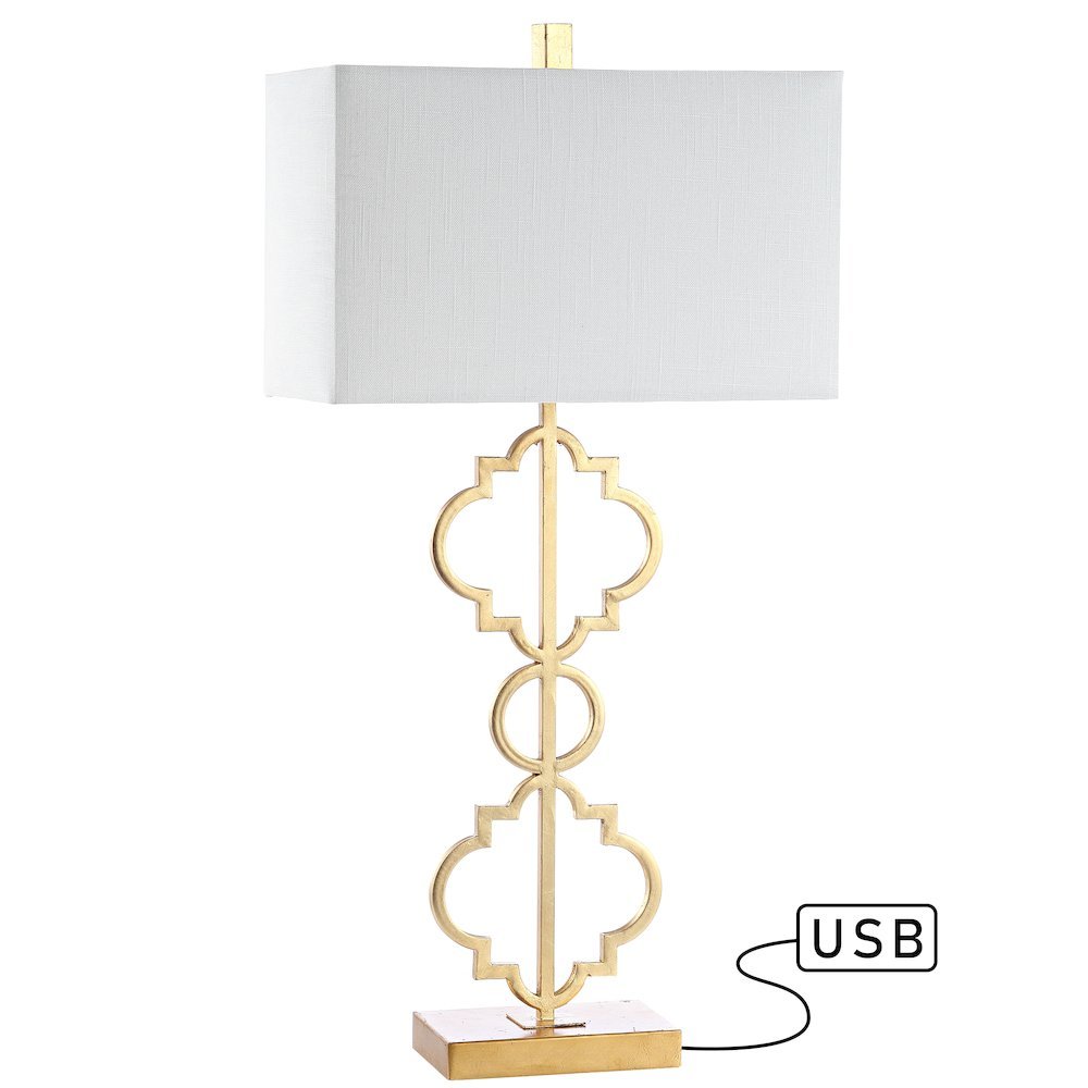Selina Iron Ogee Trellis Modern Led Usb Table Lamp. Picture 6