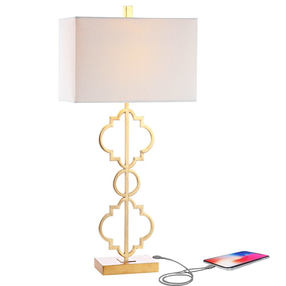 Selina Iron Ogee Trellis Modern Led Usb Table Lamp. Picture 1