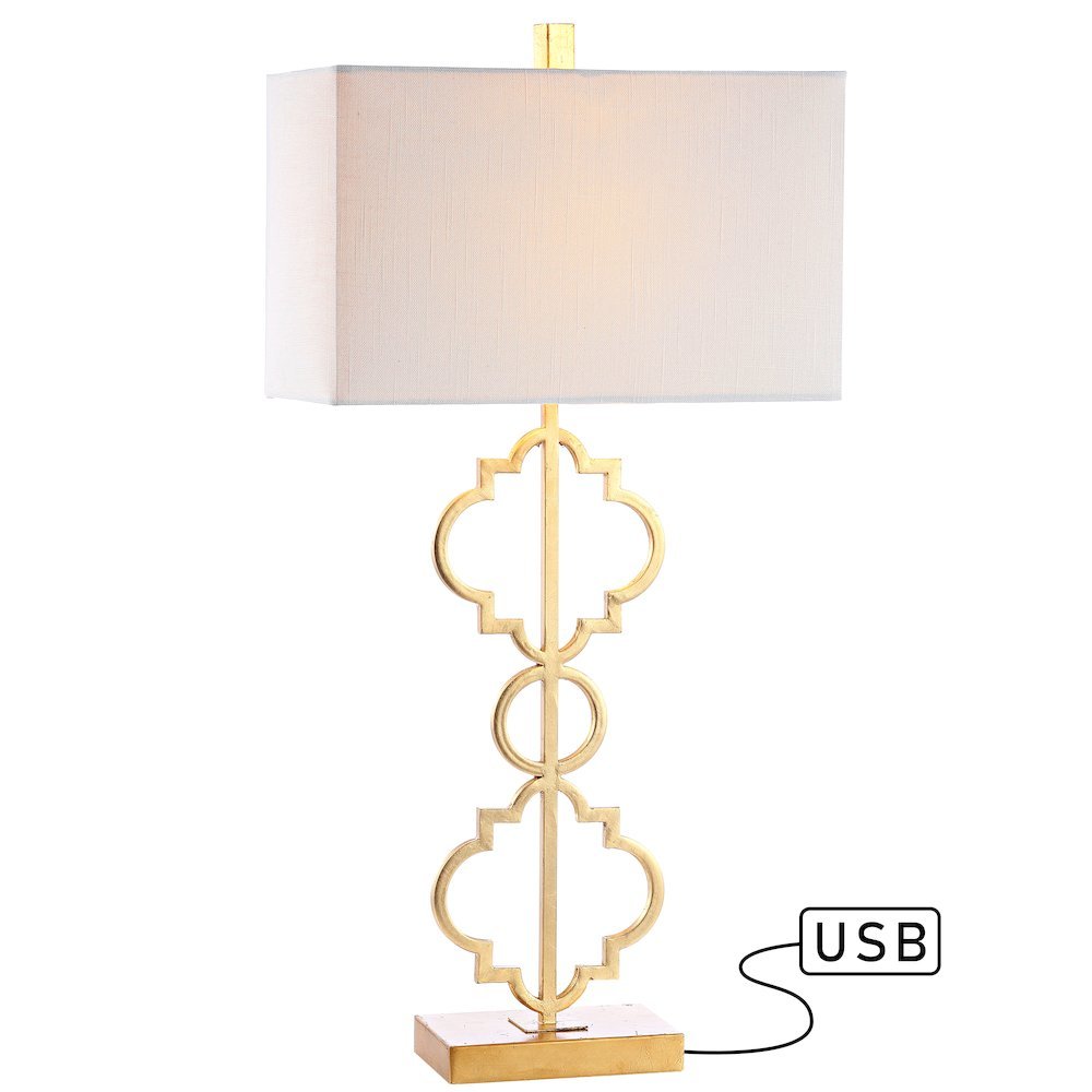 Selina Iron Ogee Trellis Modern Led Usb Table Lamp. Picture 7