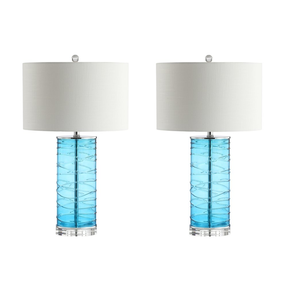Cole Modern Fused Glass Cylinder Led Table Lamp (Set Of 2). Picture 2