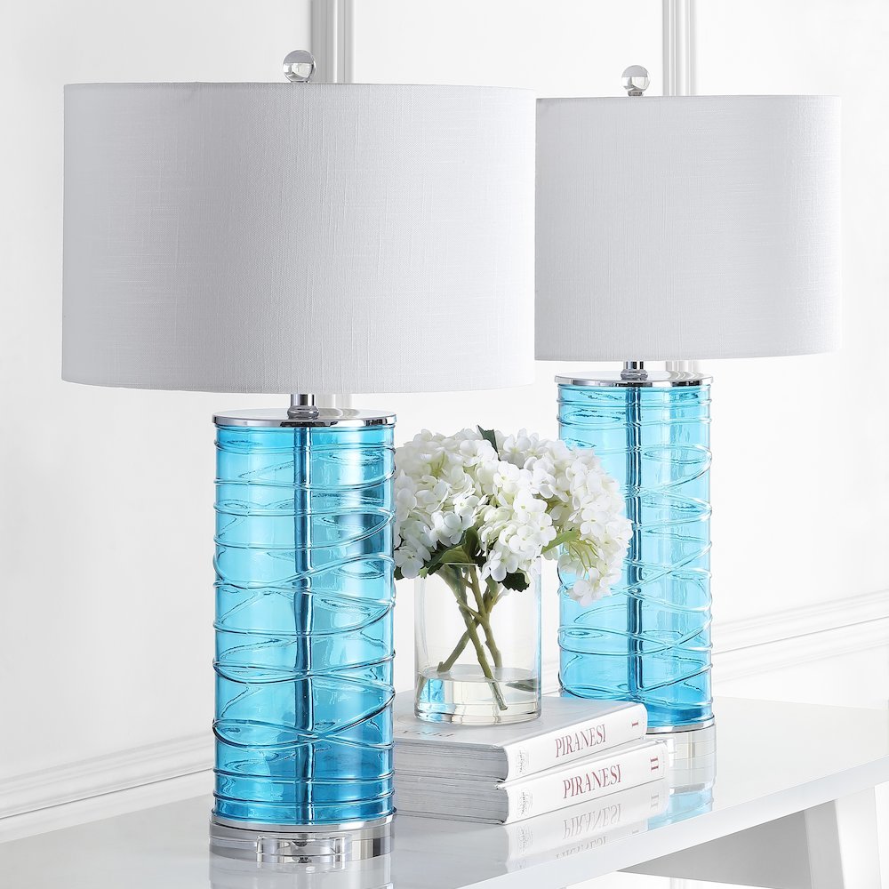 Cole Modern Fused Glass Cylinder Led Table Lamp (Set Of 2). Picture 6
