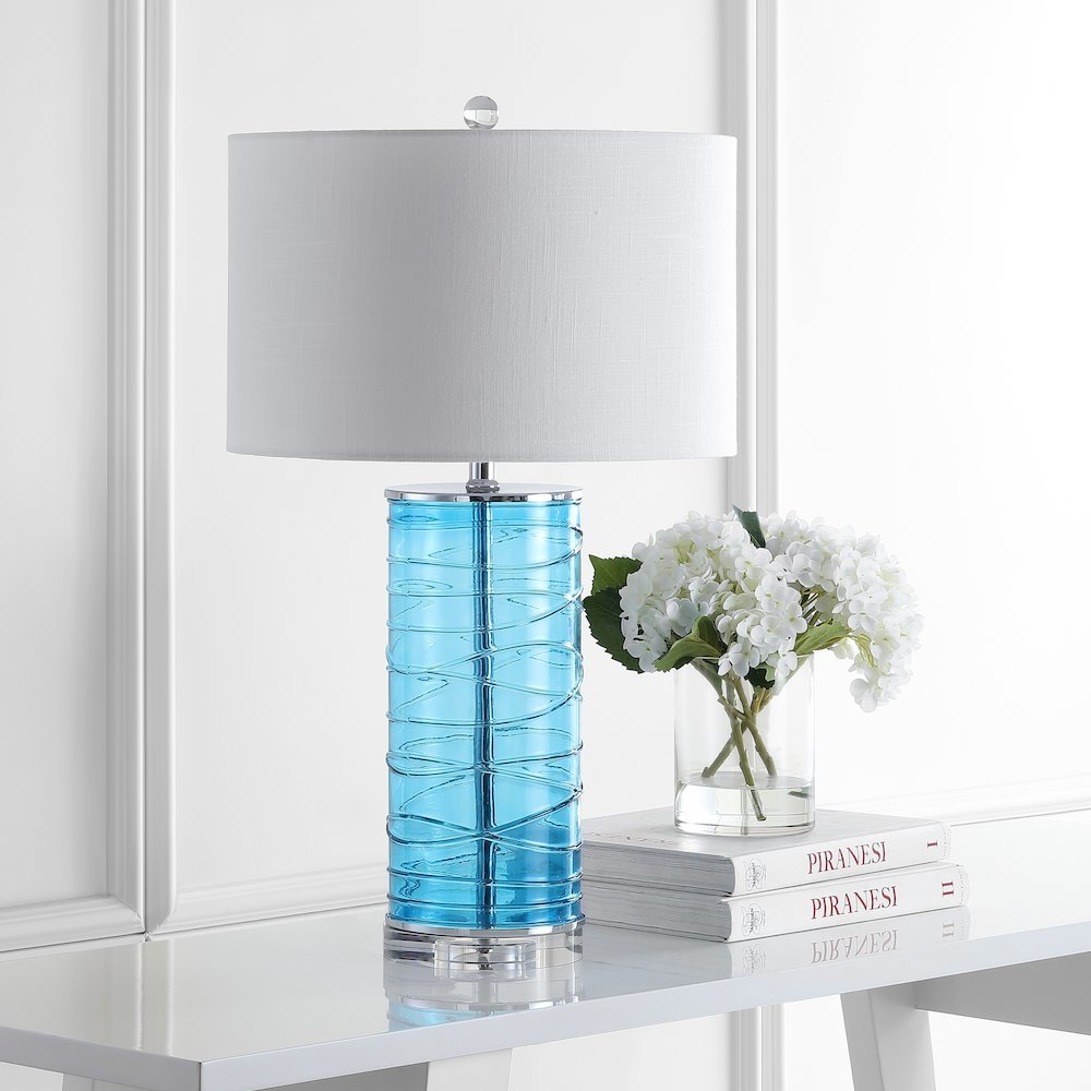 Cole Modern Fused Glass Cylinder Led Table Lamp (Set Of 2). Picture 8