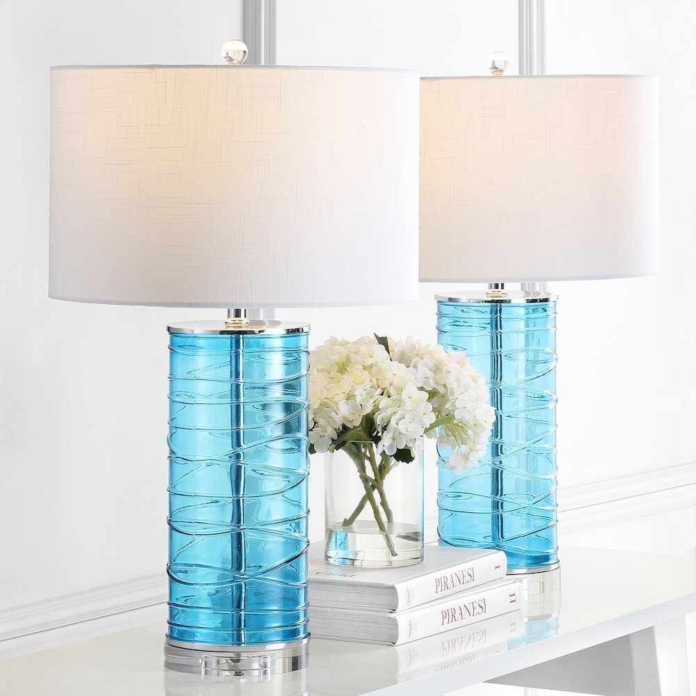 Cole Modern Fused Glass Cylinder Led Table Lamp (Set Of 2). Picture 5