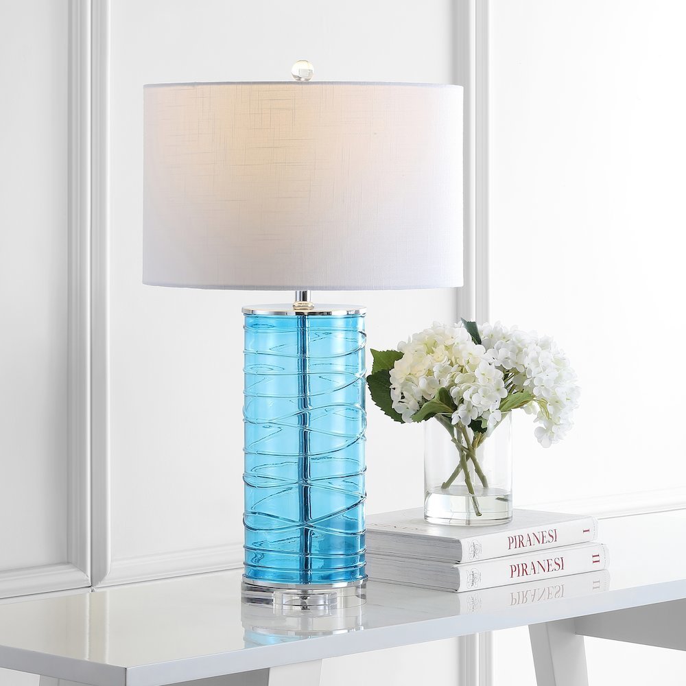 Cole Modern Fused Glass Cylinder Led Table Lamp (Set Of 2). Picture 7