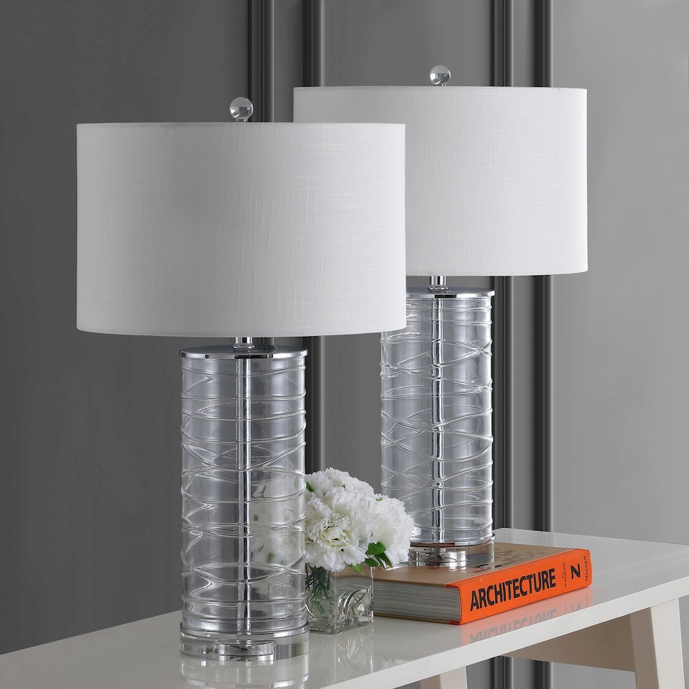 Cole Modern Fused Glass Cylinder Led Table Lamp (Set Of 2). Picture 8