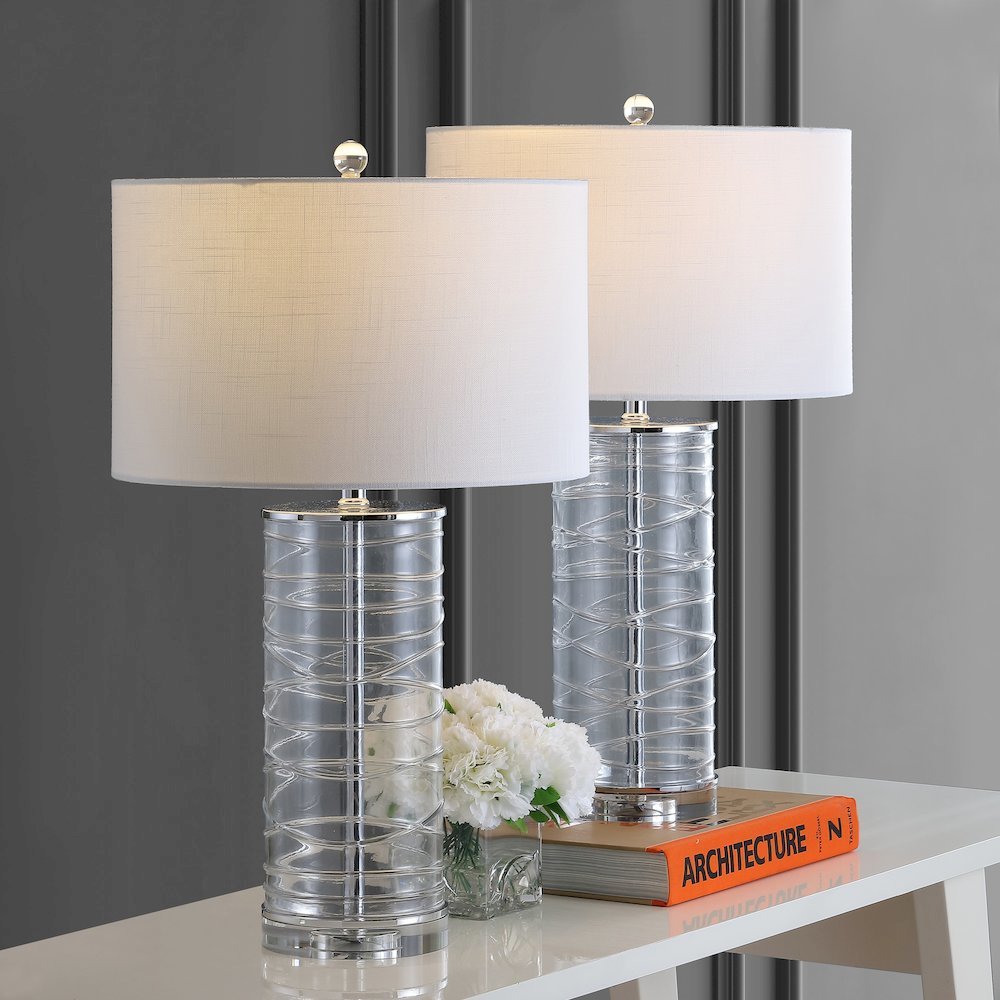 Cole Modern Fused Glass Cylinder Led Table Lamp (Set Of 2). Picture 7