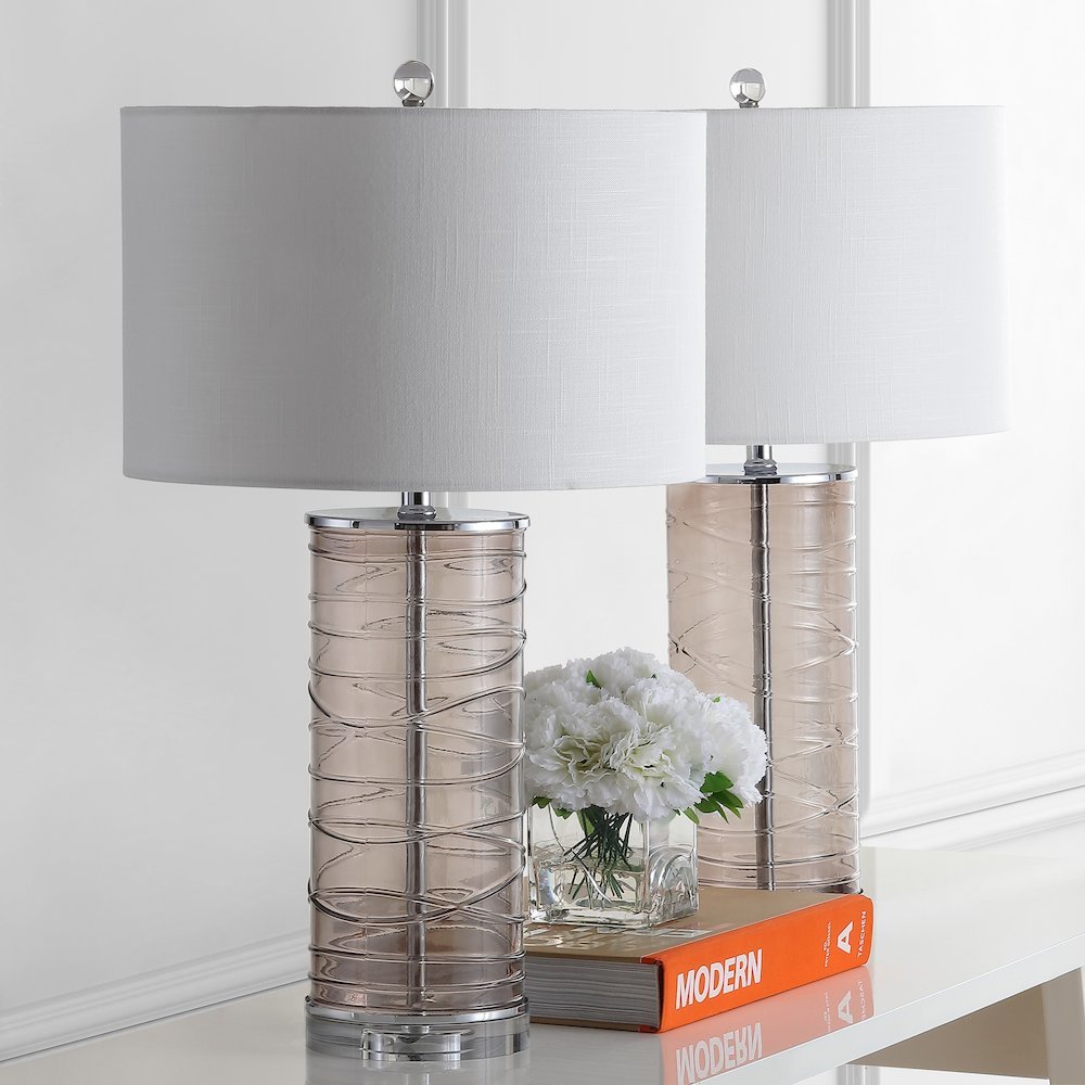 Cole Modern Fused Glass Cylinder Led Table Lamp (Set Of 2). Picture 6