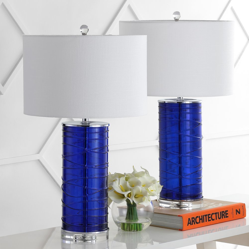 Cole Modern Fused Glass Cylinder Led Table Lamp (Set Of 2). Picture 6