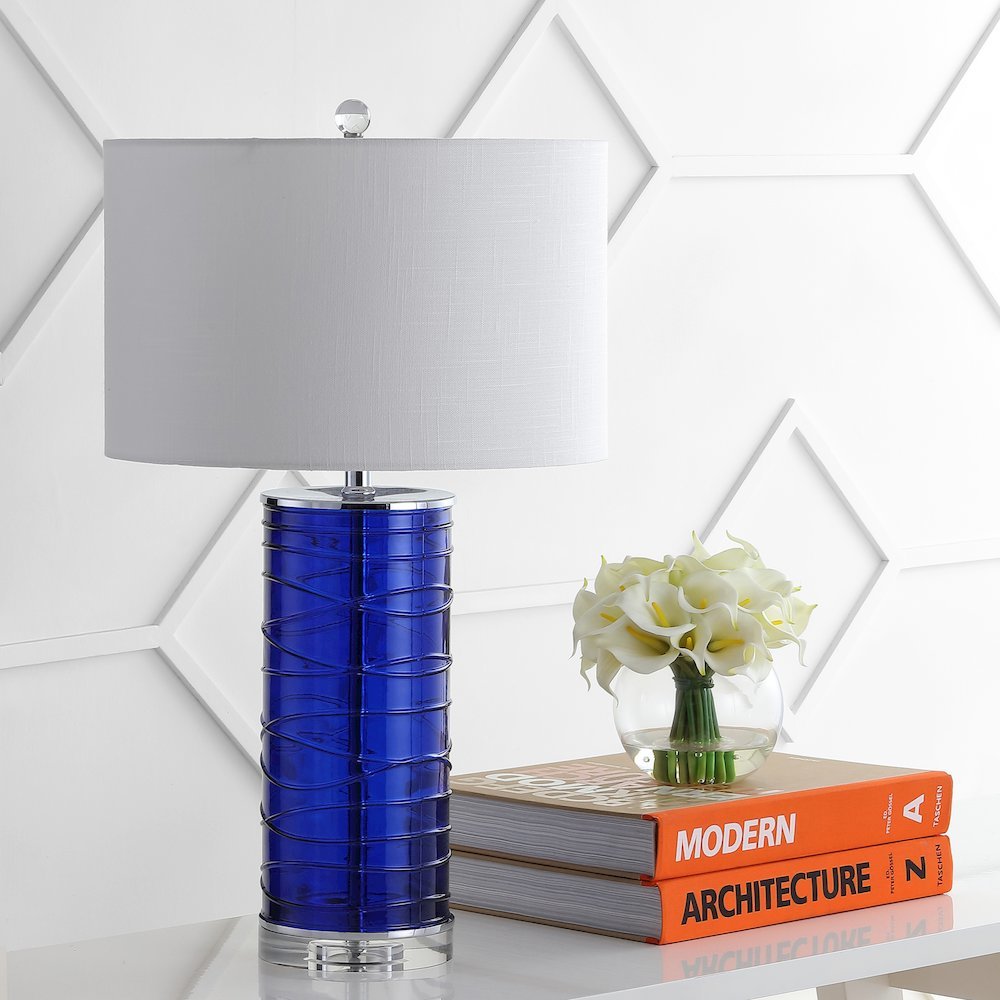 Cole Modern Fused Glass Cylinder Led Table Lamp (Set Of 2). Picture 8