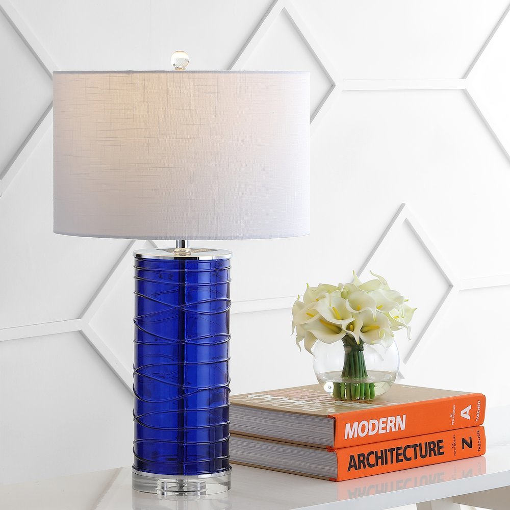 Cole Modern Fused Glass Cylinder Led Table Lamp (Set Of 2). Picture 7