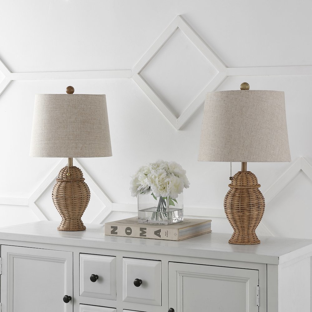 Margie Wicker Bohemian Rustic Iron Led Table Lamp (Set Of 2). Picture 4
