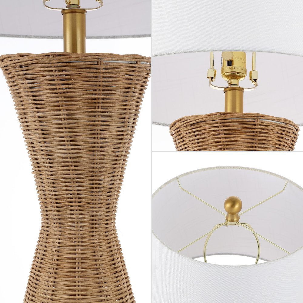 Laura Coastal Designer Iron/Rattan Wicker Led Table Lamp. Picture 3