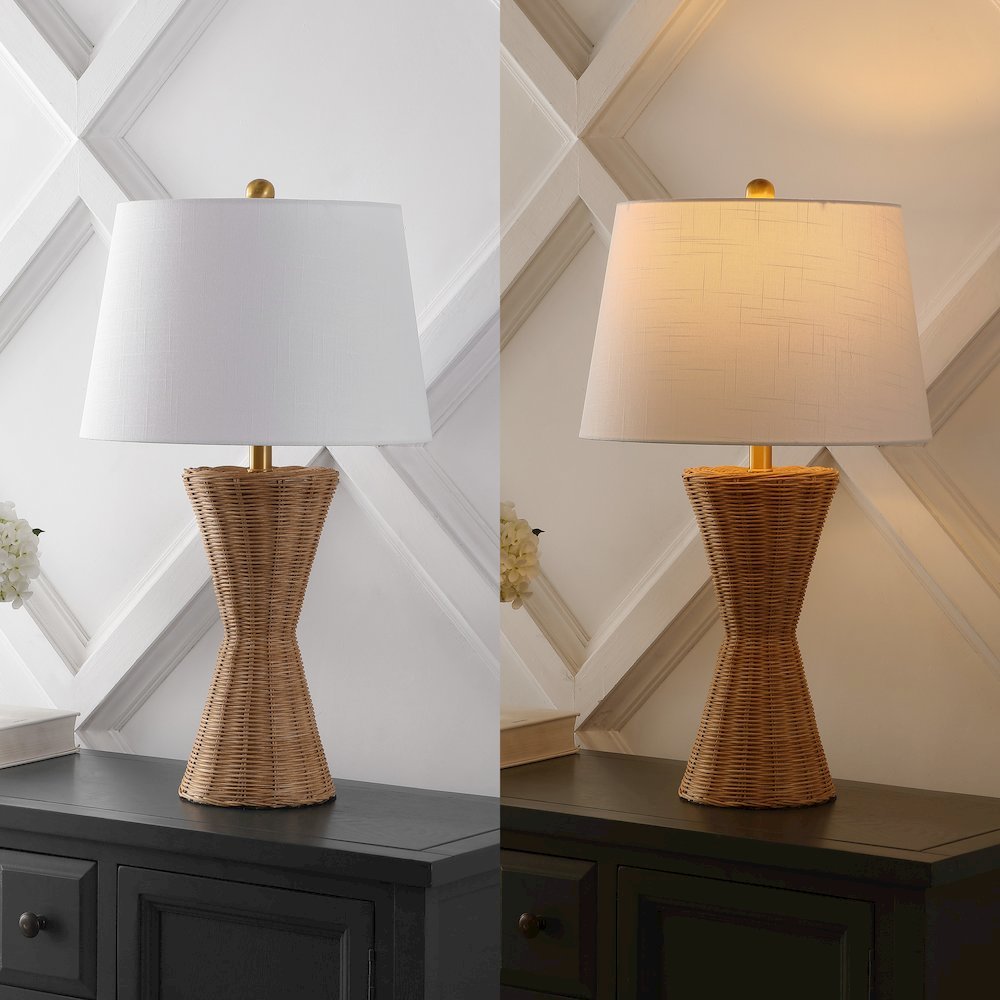 Laura Coastal Designer Iron/Rattan Wicker Led Table Lamp. Picture 5