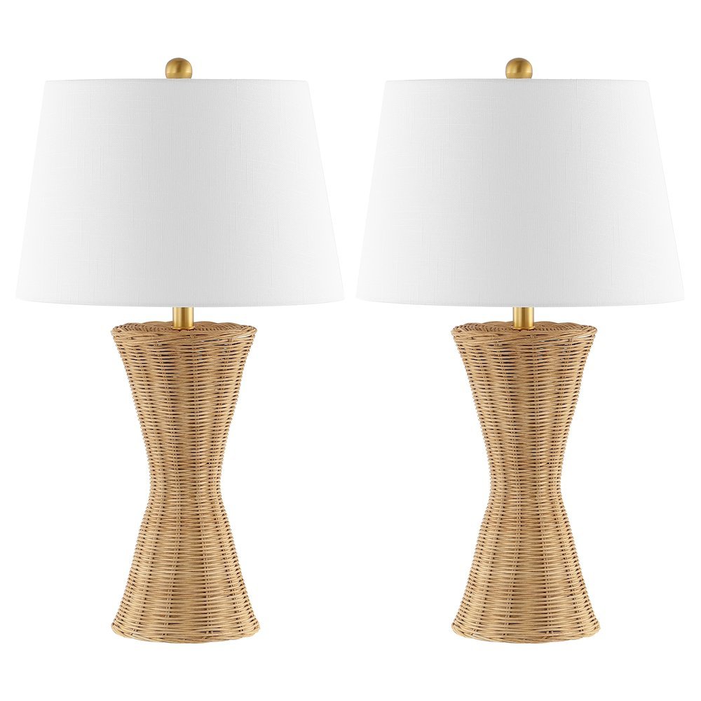Laura Coastal Designer Iron/Rattan Wicker Led Table Lamp. Picture 2