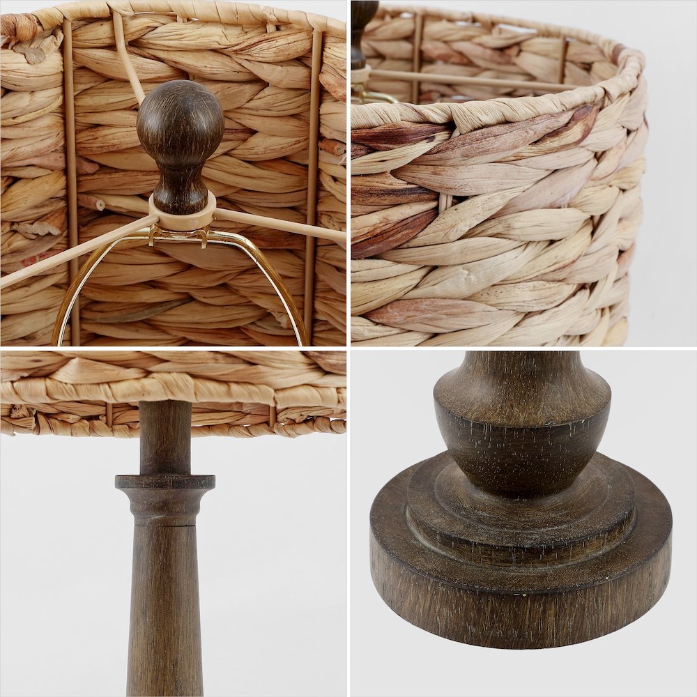 Leona Rustic Farmhouse Handwoven Rattan/Resin Led Table Lamp. Picture 4