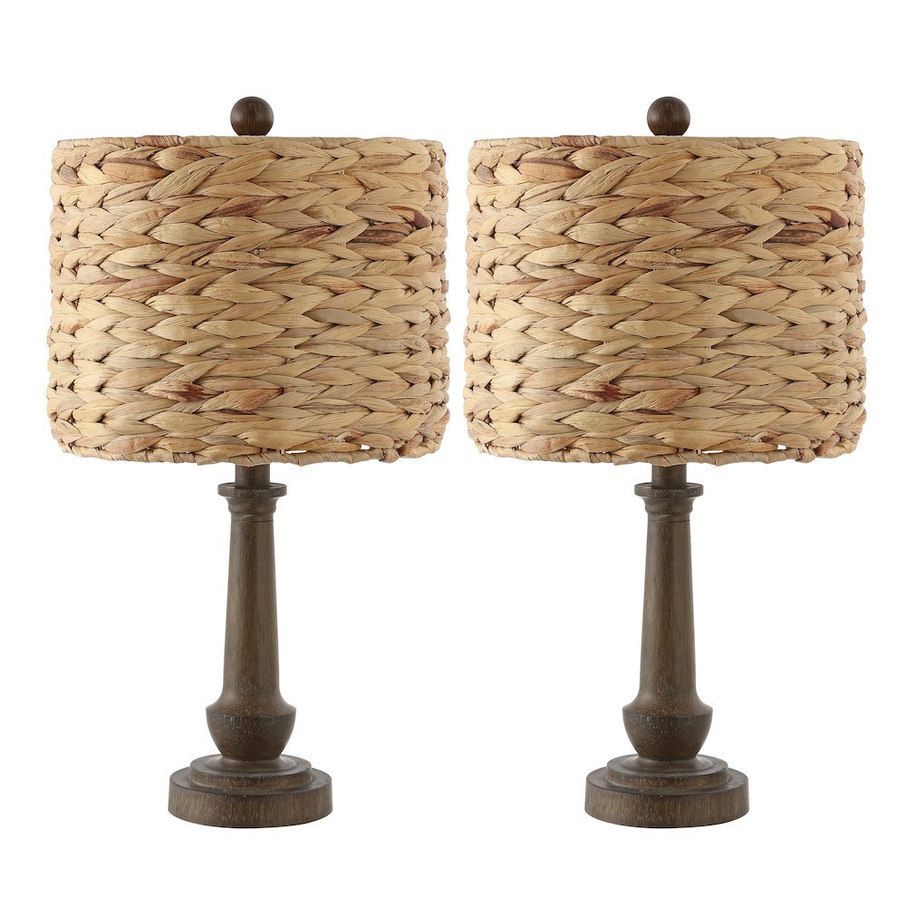 Leona Rustic Farmhouse Handwoven Rattan/Resin Led Table Lamp. Picture 2