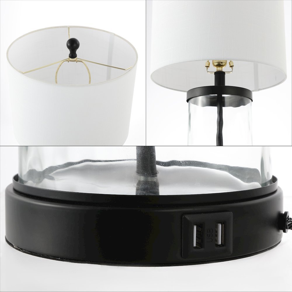 Alexander Modern Designer Iron/Water Glass Led Table Lamp With Usb Charging Port. Picture 3