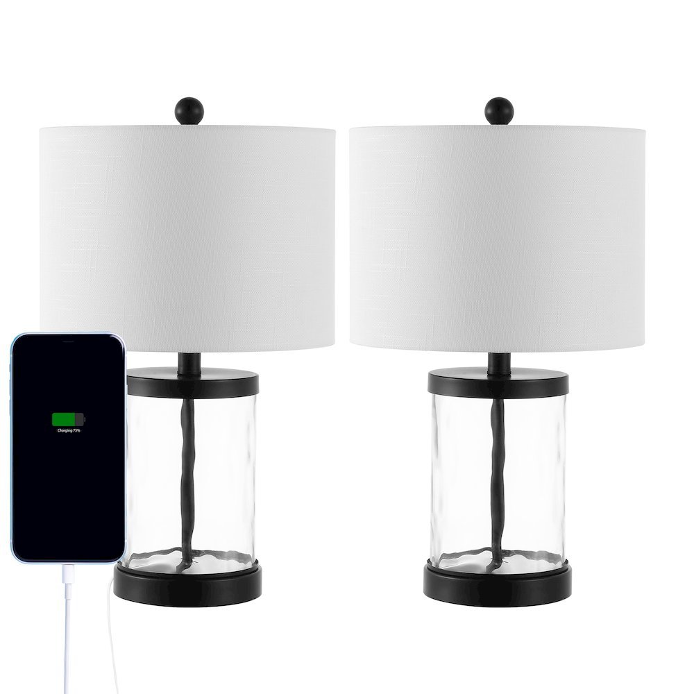 Alexander Modern Designer Iron/Water Glass Led Table Lamp With Usb Charging Port. Picture 2