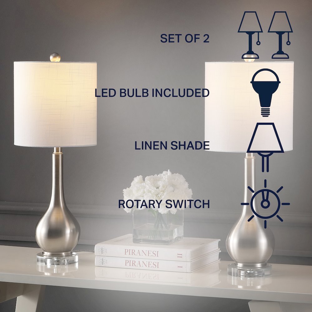 Dylan Metal/Crystal Teardrop Led Table Lamp. Picture 4