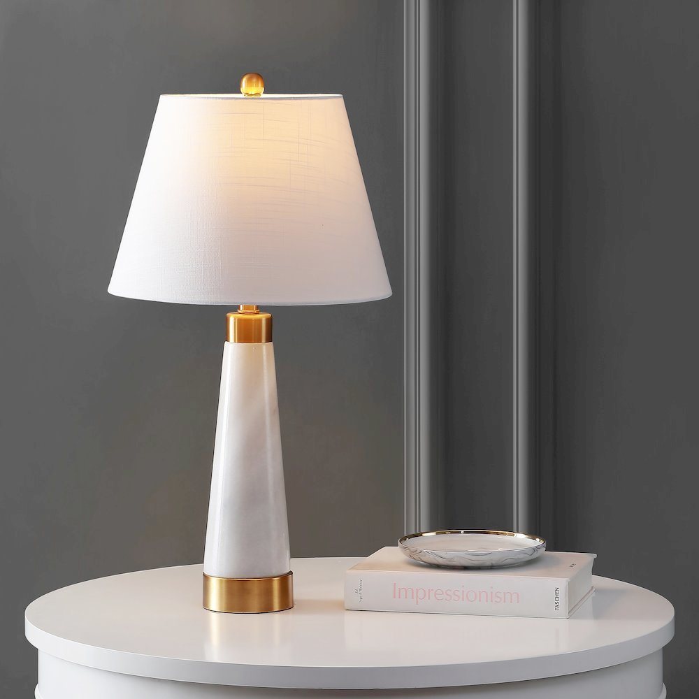 Travis Marbleiron Gold Modern Column Led Table Lamp (Set Of 2). Picture 7