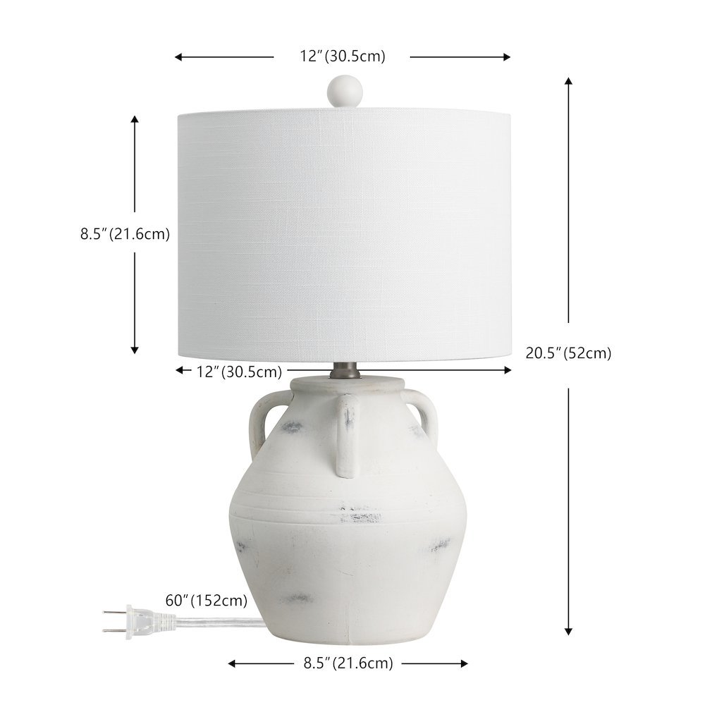 Altea 20.5" Rustic Coastal Pottery Jar LED Table Lamp, White (Set of 2). Picture 6