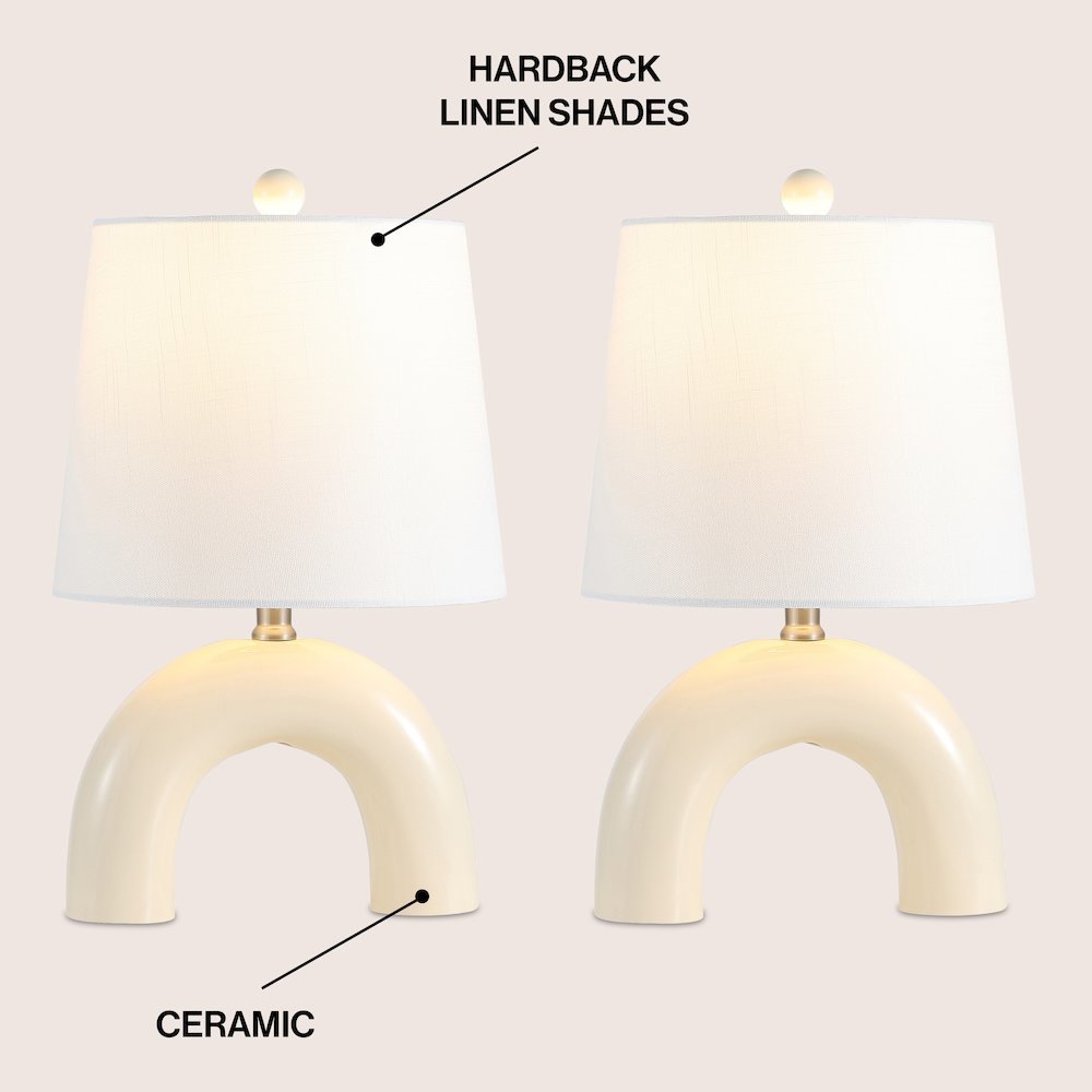 Ceramic Arch LED Table Lamp, Almond (Set of 2). Picture 2
