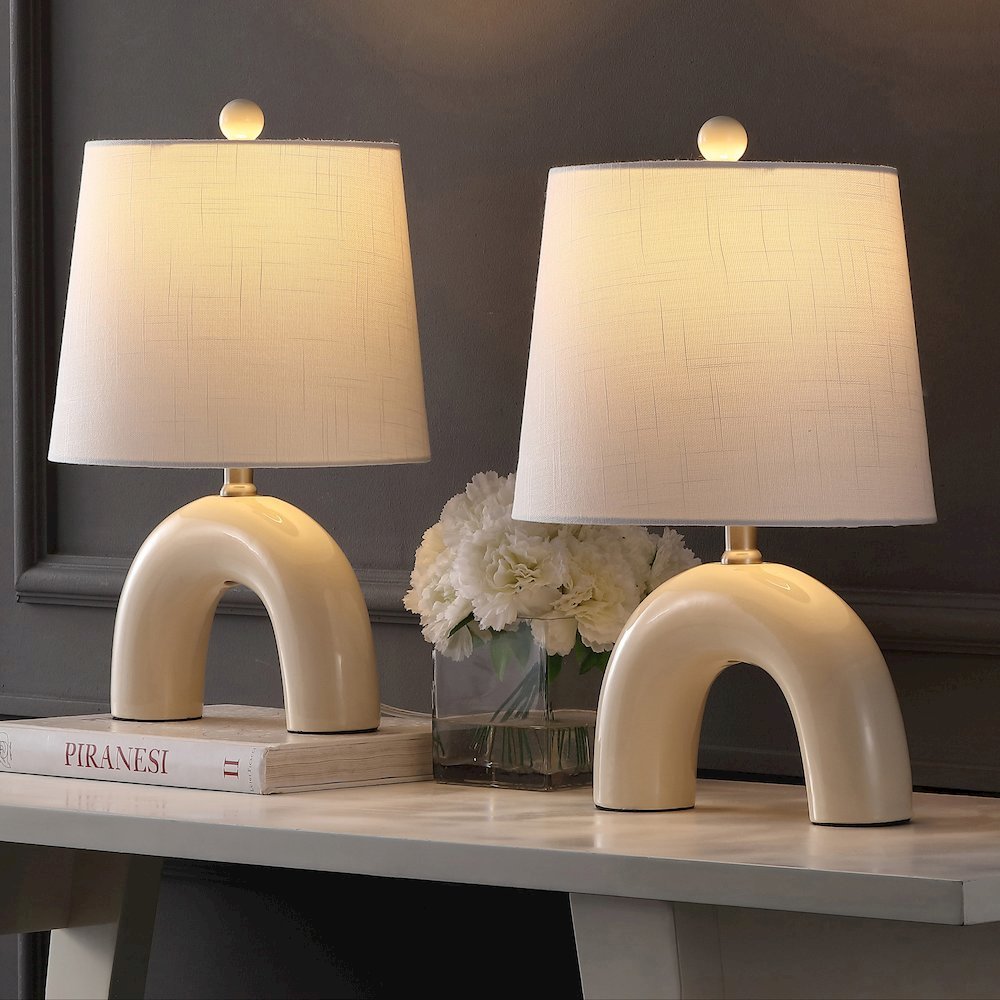 Ceramic Arch LED Table Lamp, Almond (Set of 2). Picture 6
