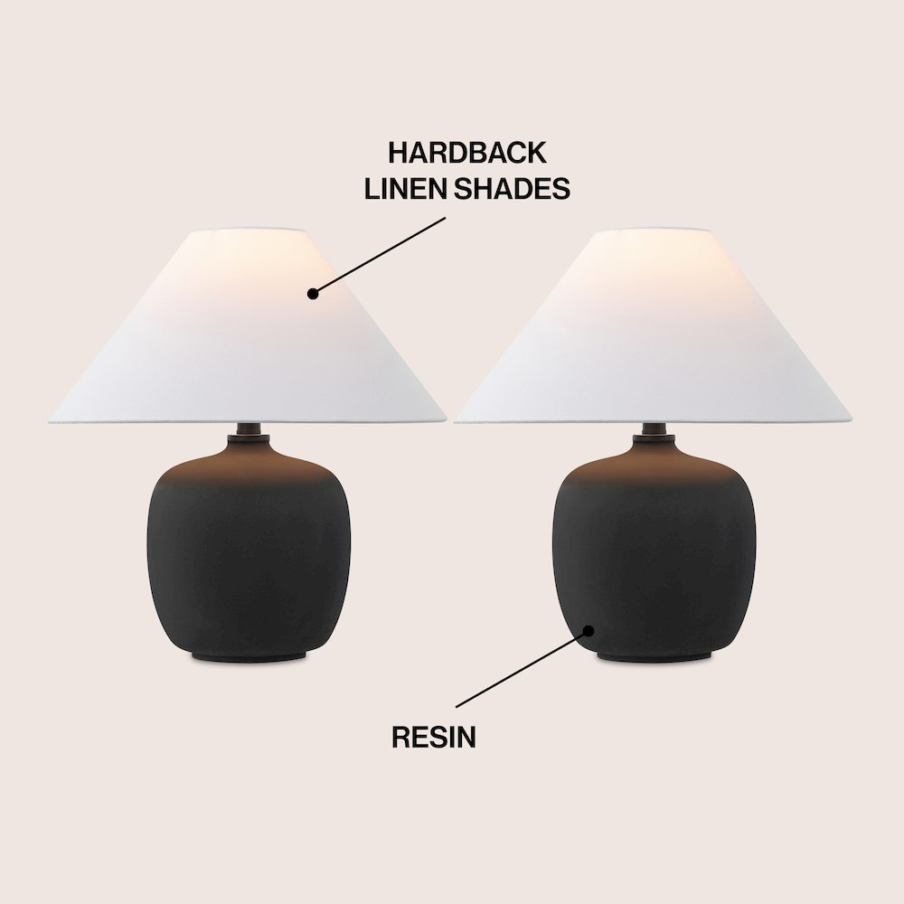 Resin/Iron LED Table Lamp, Matte Black (Set of 2). Picture 2