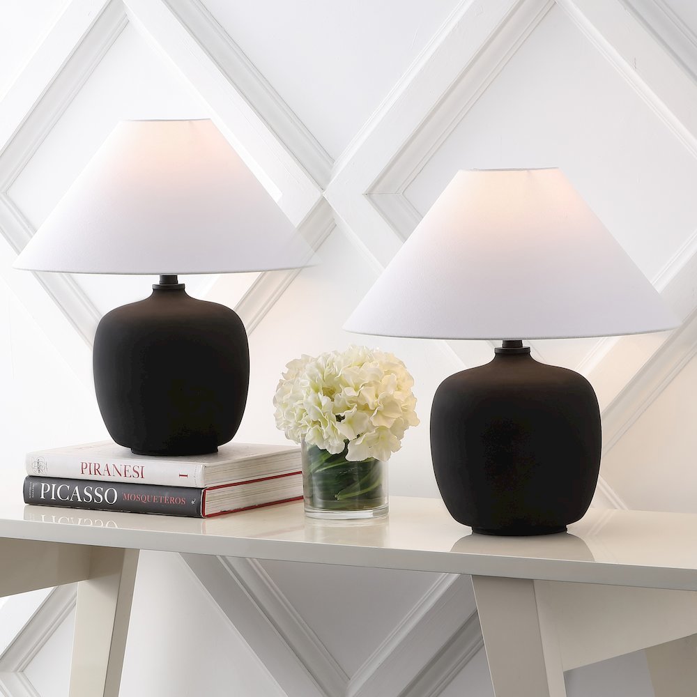 Resin/Iron LED Table Lamp, Matte Black (Set of 2). Picture 6
