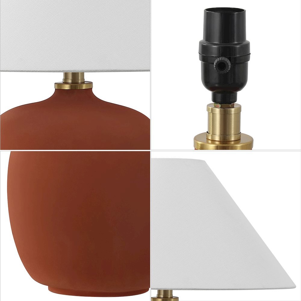Resin/Iron LED Table Lamp, Matte Wine Red (Set of 2). Picture 4
